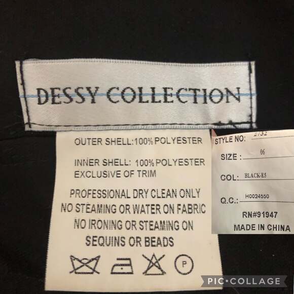 Dessy Collection lux chiffon black dress, V-neck on the front & back size 6 - Picture 12 of 12